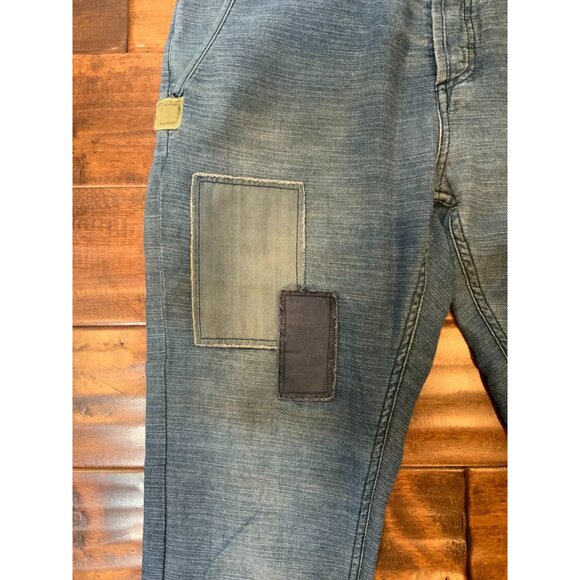 Denham Men's Tokyo Drop Carrot Fit Patched Blue Jeans, Size 30 - Picture 3 of 9